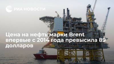 Цена нефти марки Brent впервые с 13 октября 2014 года превысила 89 долларов за баррель - ria.ru - Москва - Сша