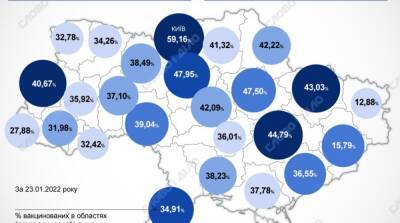 Карта вакцинации: ситуация в областях Украины на 24 января - ru.slovoidilo.ua - Украина