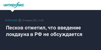 Дмитрий Песков - Песков отметил, что введение локдауна в РФ не обсуждается - interfax.ru - Россия - Москва
