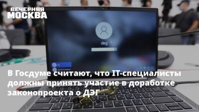В Госдуме считают, что IT-специалисты должны принять участие в доработке законопроекта о ДЭГ - vm.ru