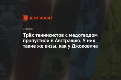 Джокович Новак - Трёх теннисистов с медотводом пропустили в Австралию. У них такие же визы, как у Джоковича - championat.com - Австралия - Сербия - Мельбурн