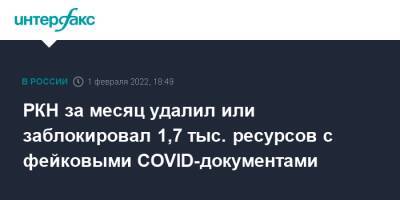 РКН за месяц удалил или заблокировал 1,7 тыс. ресурсов с фейковыми COVID-документами - interfax.ru - Россия - Москва