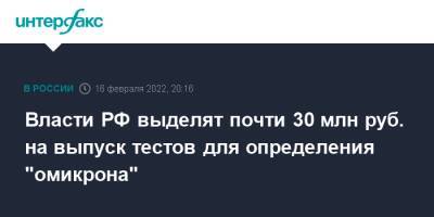 Власти РФ выделят почти 30 млн руб. на выпуск тестов для определения "омикрона" - interfax.ru - Россия - Москва